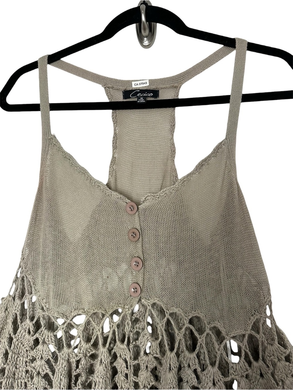 Boho Goblincore Crochet Babydoll Tank Top Y2K Forestcore Earthy Hobbit Coastal - Picture 4 of 14